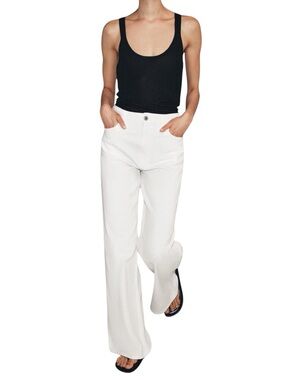 Zara White Mid/High Rise Wide Leg Jeans (4)